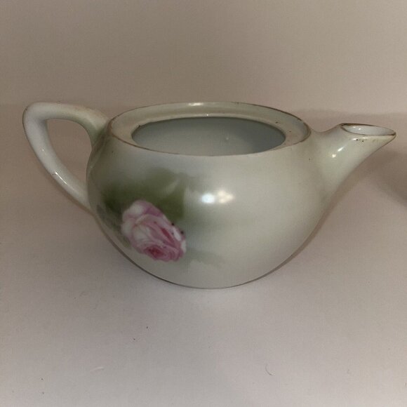vintage rs prussia hand painted roses porcelain covered cream & sugar with spoon - Picture 7 of 16